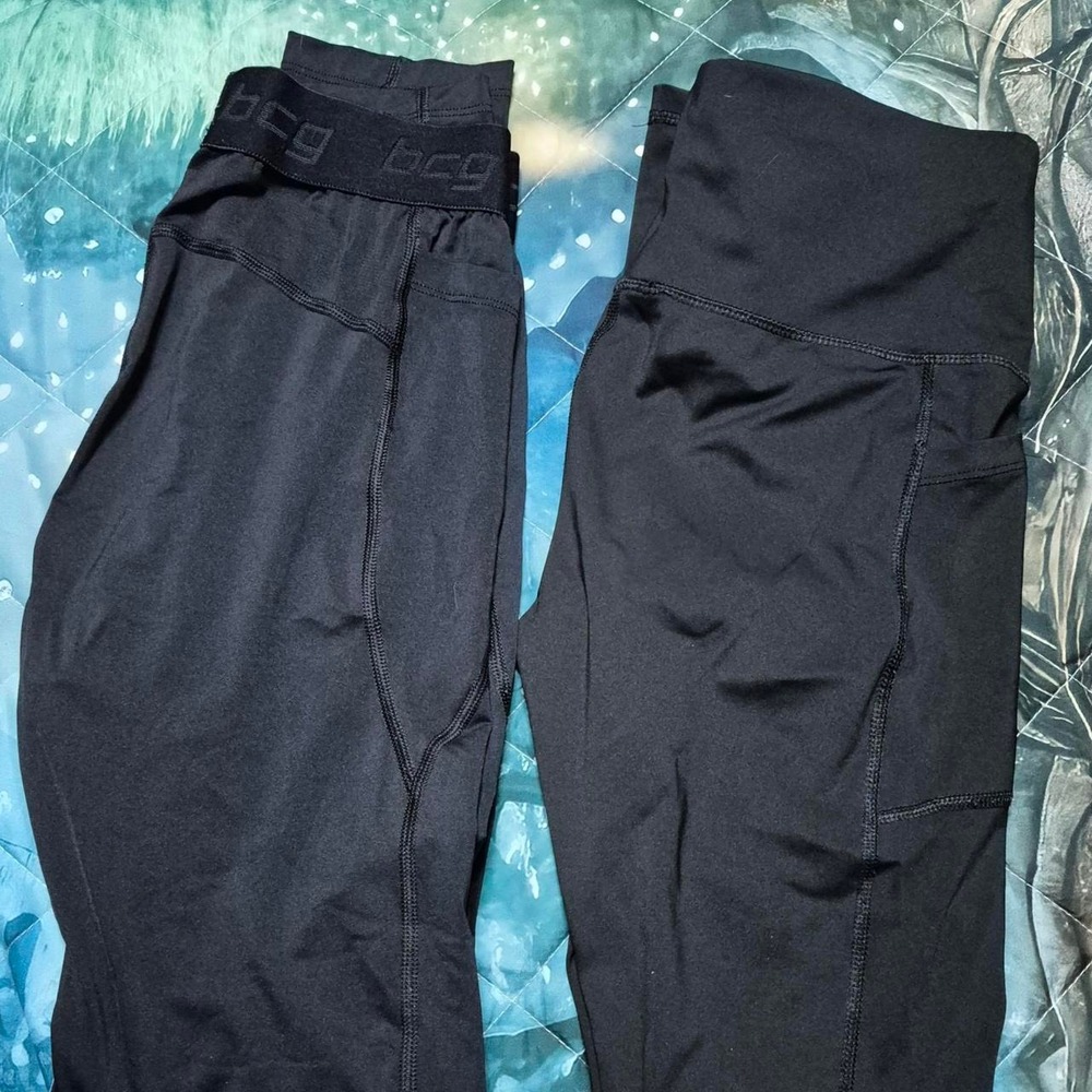 BCG Women Black Spandex Athletic Leggings Bundle 2 Small 1 Medium 3 Pairs Total